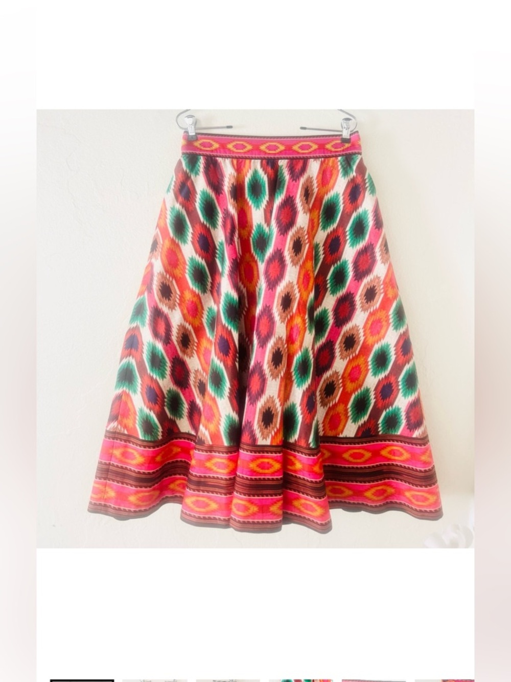 Alice + Olivia Aztec Woven Cotton Midi Skirt Size Medium NWT